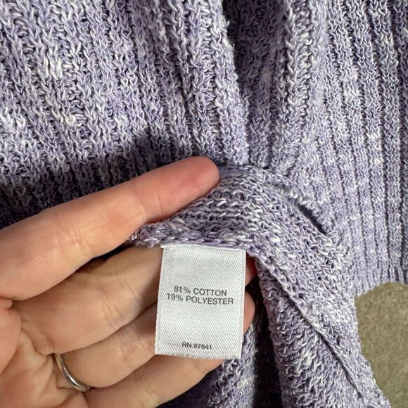 Pure J Jill Tunic Sweater Womens Large Purple Ribbed Knit 3/4 Sleeve Asymmetric - Picture 7 of 9